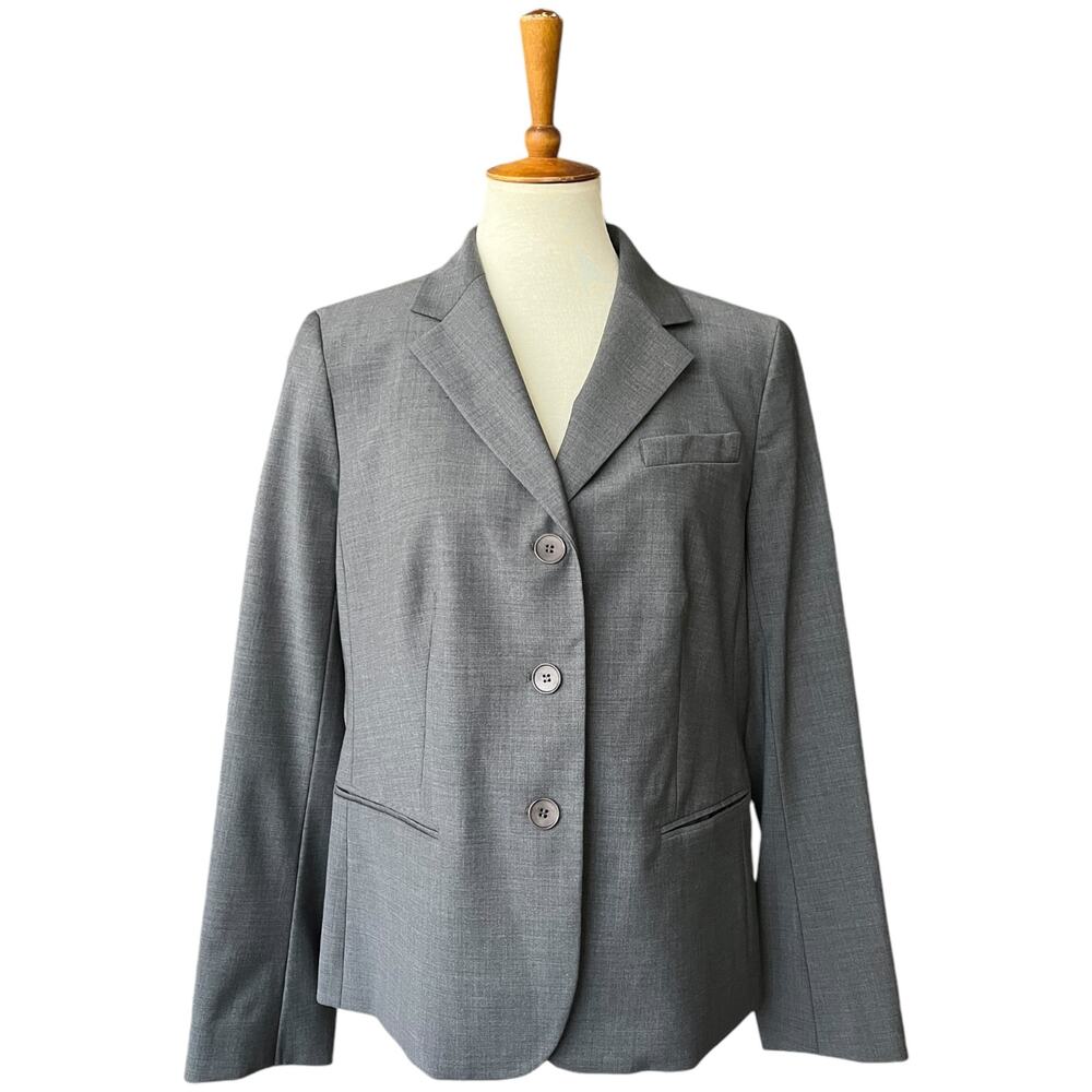 NWT Talbots Wool Blend Grey Button Blazer Jacket Workwear Lagenlook Size 12